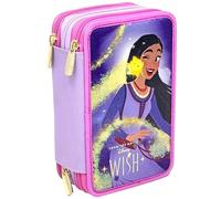 Clondo Astuccio Triplo Riempito Bambina, Per Wish Seven Asha Fan, 44 Accessori Scuola, 3 Zip, Scomparti Organizzati, Pastelli, Pennarelli, Forbici