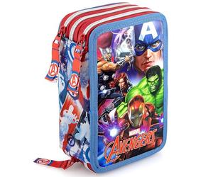 Clondo Astuccio Triplo Riempito Bambini, Per Avengers Fan, 45 Accessori Scuola, 3 Zip, Scomparti Organizzati, Pastelli, Pennarelli, Colla, Forbici