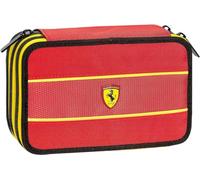 Clondo Astuccio Triplo Riempito Bambino, Per Ferrari Fan Bambini, 45 Accessori Scuola, 3 Zip, Scomparti Organizzati, Pastelli, Pennarelli, Forbici