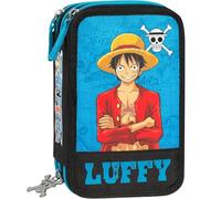 Clondo Astuccio Triplo Riempito Bambino, Per One Piece Luffy Fan Bambini, 45 Accessori Scuola, 3 Zip, Scomparti Organizzati, Pastelli, Pennarelli, Forbici