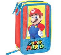 Clondo Astuccio Triplo Riempito Bambino, Per Super Mario Fan Bambini, 45 Accessori Scuola, 3 Zip, Scomparti Organizzati, Pastelli, Pennarelli, Forbici