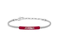 Clondo Bracciale Uomo Donna As Roma in Acciaio - Collezione Ufficiale Calcio - Accessorio Elegante e Sportivo con Logo - Idea Regalo per Tifosi - Vari Modelli Disponibili (Full Red Plate AS Roma)