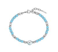 Clondo Bracciale Uomo Donna Lazio in Acciaio - Collezione Ufficiale Calcio - Accessorio Elegante e Sportivo con Logo - Idea Regalo per Tifosi - Vari Modelli Disponibili (Beads Sky Lazio Classic)