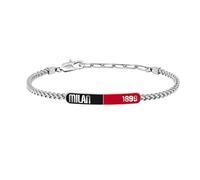 Clondo Bracciale Uomo Donna Milan in Acciaio - Collezione Ufficiale Calcio - Accessorio Elegante e Sportivo con Logo - Idea Regalo per Tifosi - Vari Modelli Disponibili (Red Black Plate 1899)