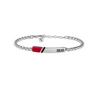 Clondo Bracciale Uomo Donna Milan in Acciaio - Collezione Ufficiale Calcio - Accessorio Elegante e Sportivo con Logo - Idea Regalo per Tifosi - Vari Modelli Disponibili (Steel Plate Red Black)