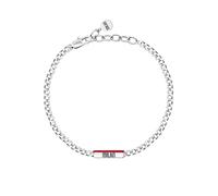 Clondo Bracciale Uomo Donna Milan in Acciaio - Collezione Ufficiale Calcio - Accessorio Elegante e Sportivo con Logo - Idea Regalo per Tifosi - Vari Modelli Disponibili (Slim Plate Chain Red)