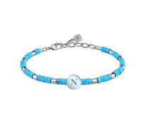Clondo Bracciale Uomo Donna SSC Napoli in Acciaio - Collezione Ufficiale Calcio - Accessorio Elegante e Sportivo con Logo - Idea Regalo per Tifosi - Vari Modelli Disponibili (Sky Beads)