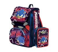 Clondo Schoolpack Zaino Estensibile con Astuccio 3 Scomparti, Per Sonic Seven Fan, Scuola e Tempo Libero, Bambini e Ragazzi, Multizip, Pennarelli, Pastelli, Accessori, Bambino