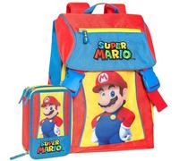 Clondo Schoolpack Zaino Estensibile con Astuccio 3 Scomparti, Per Super Mario Fan, Scuola e Tempo Libero, Bambini e Ragazzi, Multizip, Pennarelli, Pastelli, Accessori, Bambino