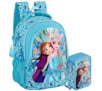 Clondo Set Scuola 2 Pezzi Per Frozen Fan Zaino Scuola Elementare Bambina 43cm Ergonomico + Astuccio 3 Scomparti Completo (46 Accessori) | School Pack Personaggi