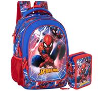 Clondo Set Scuola 2 Pezzi Per Spiderman Fan Zaino Scuola Elementare Bambino 43cm Ergonomico + Astuccio 3 Scomparti Completo (46 Accessori) | School Pack Personaggi