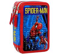 Clondo Spiderman Astuccio Triplo Riempito, 44 Accessori Scuola, 3 Zip, 20 Centimetri