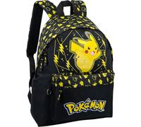 Clondo Zaino Americano Bambini Per Pokemon Fan 41x31x18 cm con Spallacci Imbottiti, Divisorio Interno, Tasca Frontale e Porta Borraccia - Per Scuola, Tempo Libero, Viaggi - Nero