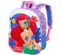 Clondo Zaino Asilo 3D 31×26×11 cm - Zainetto per Bambina - Per Ariel La Sirenetta Fan - Poliestere Resistente - Spallacci Imbottiti e Tasche Laterali - Perfetto Nido e Viaggio - Unisex 2-6 anni
