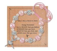 CLOORDE Regalo di recital di danza per le donne Never Miss a Chance to Dance Bracciale regolabile rosa perla strass perline braccialetto ballerina regali per figlia, nipote, ballerina, amica, Large