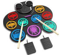 Clordeal Batteria Elettronica Portatile con Bluetooth e MIDI - 9 Pads Batteria Elettrica, Altoparlanti Stereo Integrati, Batteria Ricaricabile, Ideale Regalo Natale e Compleanno per Bambini e Adulti
