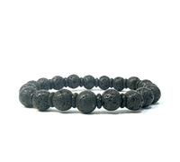clorophilla. Bracciale in Pietre Naturali | 2 Misure | Uomo Donna, Cristalloterapia, Reiki, Yoga | Confezione Regalo, Tagliandino Pietra e Palo Santo per la Purificazione (NORMAL, LAVA NERA)