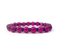 clorophilla. Bracciale in Pietre Naturali | 2 Misure | Uomo Donna, Cristalloterapia, Reiki, Yoga | Confezione Regalo, Tagliandino Pietra e Palo Santo per la Purificazione (LARGE, AGATA FUXIA)