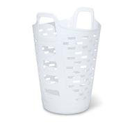 Clorox Flexible Laundry Basket - Tall Plastic Hamper for Clothes, Bedroom, and Storage - Portable Round Bin with Carry Handles, 2 Bushel, White