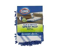 Clorox Ready Flip Spray Mop Machine-Washable Refill Pads, Blue/White (Set of 2)