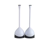 Clorox Toilet Plunger with Hideaway Caddy, Set of 2 - For Bathroom Organization and Storage, Bathroom Accessories, Toilet Unclogger, with Holder, White