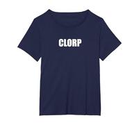 Clorp - Tipografia Parola Divertente Maglietta, Donna Plus-Size, Navy, 2X