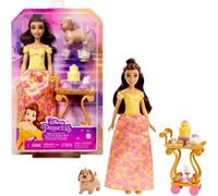 Mattel Disney Princess Belle Tea Time Fashion Doll & Playset with Tea Cart, 3 Ch