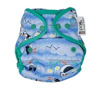 Close Parent - Copertura per pannolini impermeabile ecologica in blu Puffin regolabile con bottoni automatici per neonati e bambini, adatta per pannolini piatti e aderenti