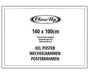 Close Up - Cornice XXL per poster da 140 x 100 cm, con vetro sintetico PVC infrangibile, retro resistente, listello in MDF largo 4 cm e profondo 2 cm