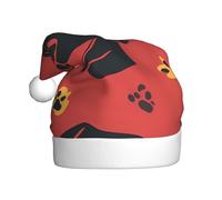 Close-up of a dog head with a solid background Print Christmas Hat for Adults - Cappello di Babbo Natale unisex, bomboniere di Natale, Capodanno, copricapo per le vacanze