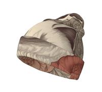 Close-up of Deep Cat's Eye Print Brimless Knit Hat, versatile e confortevole per i pendolari quotidiani e i viaggi, nero