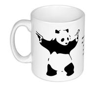 Banksy Tazza | Destroy Racism | Panda Design | Tazza anti razzismo | Ceramica, Bianco, 1 pezzo | Capacità 300 ml circa