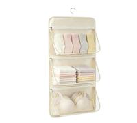 Closet Organizer Shelves 3-Pocket Large Capacity Foldable With Hanger | Large Capacity Closet Organizer Shelves With Sturdy Metal Frame & Fabric Bins, Space Saving Wardrobe Purse Holder For Busy Mo