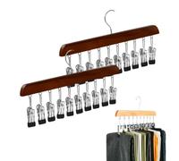Closet Organizer with 10 Clips - Space Saving Hanging Closet Organizer, Pant Hangers with Clips, Closet Organizers and Storage, for Jeans, Hats, Shorts, Socks (Vintage*2)