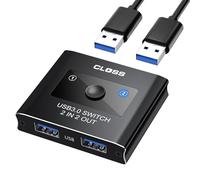CLOSS Switch USB 3.0 2 in 2 Out, commutatore USB per 2 computer, tastiera condivisa, mouse, stampante, scanner, selettore switch KVM, compatibile con Windows, Mac, Linux, include 2 cavi USB-A 3.0