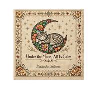 Cloth Background - Modern Calming Cat Moon Pattern Indoor Wall Hanging for Living Room, Party, Photography, Birthday, and Family Gatherings, Soft Lightweight Fabric, Home Decoration