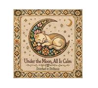 Cloth Background - Modern Calming Cat Moon Pattern Indoor Wall Hanging for Living Room, Party, Photography, Birthday, and Family Gatherings, Soft Lightweight Fabric, Home Decoration