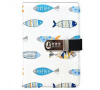 Cloth Cover Password Notebook, A5 Journal with Combination Lock, Personal Diary with Lock(Colorful Fish)