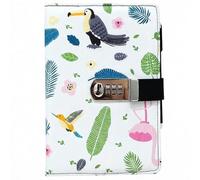 Cloth Cover Password Notebook, A5 Journal with Combination Lock, Personal Diary with Lock(Raven)