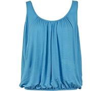 Cloth Garage® Gilet da donna con orlo a bolle, senza maniche, con orlo a bolle, con spalline plissettate, scollo rotondo, orlo elasticizzato, in jersey estivo, vestibilità ampia, taglia 40-58,