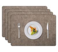 Cloth Pattern Leather Placemats Set of 4/6, Waterproof Heat Resistant Washable Non-Slip Table Mats(Dark Brown,Set of 4)