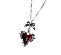 CLOTHBAG Collana girocollo alla moda gotica con ciondolo a forma di croce e fiocco a forma di cuore, per donne, stile punk quotidiano