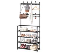 Clothes And Shoes Rack - 1 x Heavy Duty Clothes Rail, Coat Stand With Shoe Storage, Space-Saving Metal Cloth Hanger Rack Stand With Hooks, Floor-standing Racks Organizer per Bedroom, Ufficio, Shop