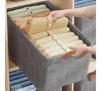 Clothes Organizer Foldable Galvanized Steel Frame Carrying Design Thicken Fabric Cloth Storage Bins for Shelves Closet Utility Room (Khaki)