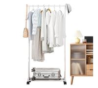 Clothes Rack - 22.44x3.94x2.76 Inches Rolling Garment Holder With Wheels, Double Rods And A Bottom Shelf, Stable Support For All Your Clothing | Designed With Lockable, Rotating Wheel, Double Clothe