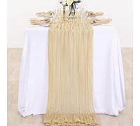 Clothfuna 1 runner da tavola in chiffon primaverile con garza color champagne, per tavolo da pranzo, tavolino da caffè, matrimoni, feste, decorazione per la casa, 90 x 180 cm