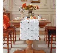 Clothfuna Runner da tavolo da pranzo con fantasma di Halloween, bianco 3D in peluche fantasma, decorazione divertente per le vacanze, per feste, credenza e tavolino da caffè, 35 x 160 cm