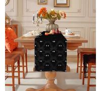 Clothfuna Runner da tavolo da pranzo con fantasma di Halloween, nero 3D in peluche fantasma, decorazione divertente per le vacanze, per feste, credenza e tavolino da caffè, 35 x 180 cm
