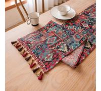 Clothfuna Runner da tavolo in stile bohémien, stile etnico e bohémien, in tessuto jacquard geometrico, per cucina e tavolo da pranzo (33 x 275 cm)