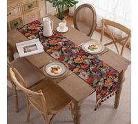 Clothfuna Runner da tavolo in tessuto jacquard e stile bohémien, in misto cotone con nappe, per tavolo da pranzo, feste, vacanze all'aperto (fiori vintage 1, 33 x 160 cm)
